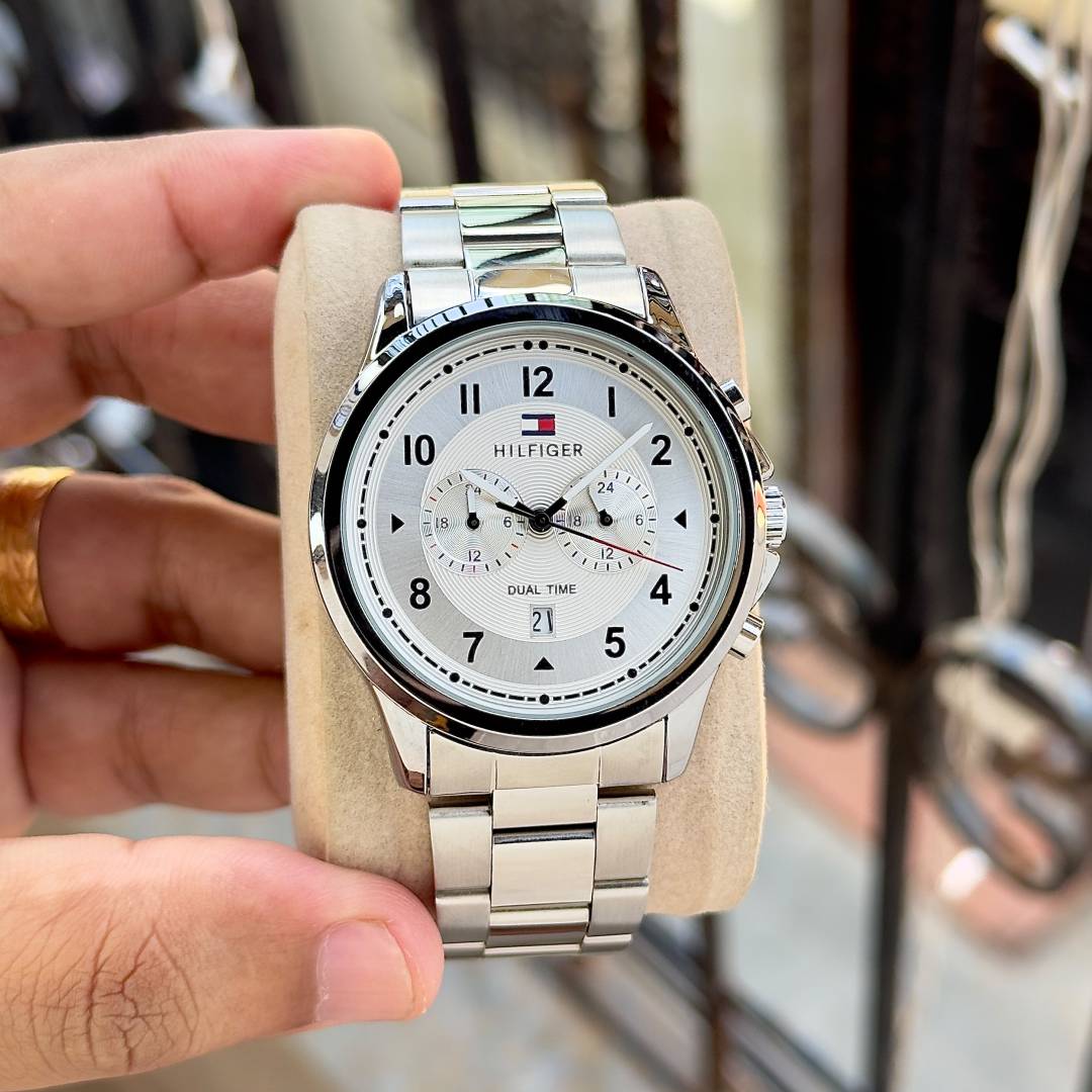 Tommy Hilfigee_r Dual Time Silver White