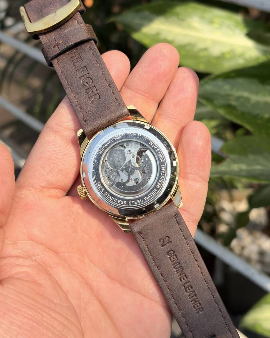 Tommmy Hilfige_r Automatic Leather DarkBrown-Gold-Black